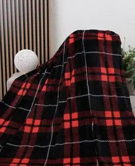 Deky MKLozkoviny.sk Deka mikroplyš 150 × 200 cm – Scot červené