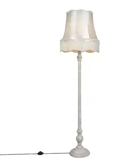 Stojace lampy Stojaca lampa sivá s tienidlom Granny krémová - Classico