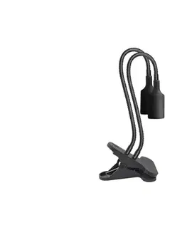 Lampy  Flexibilná stolná lampa s klipom PLANTY 2xE27/30W/230V čierna 004018
