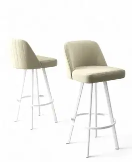 Barové stoličky Bar Stool Set (4 Pieces) Atex - Cream, White