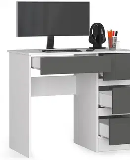 Písacie stoly Moderný písací stôl ZEUS90P, biela / grafit