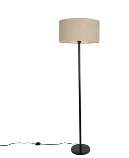 Stojace lampy Moderná stojaca lampa čierna s béžovým buklé tienidlom 50 cm - Simplo