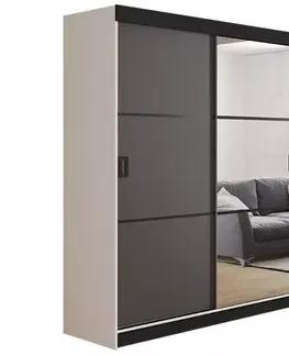Spálňové šatníkové skrine Skriňa Retro 138 3L Biely / Dvierka grafit