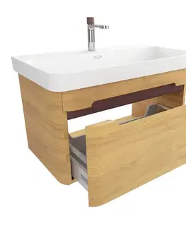 Kúpeľňový nábytok Kúpeľňová skrinka s umývadlom SAT Fusion 77,5x43x45 cm dub medový mat SATFUSION80DMMWBA SATFUSION80DMMWBA