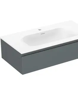 Kúpeľňový nábytok MEXEN/S - Orio kúpeľňová skrinka 90 cm s umývadlom Vela, 1 šuplík, grafit mat/biela mat 91A10-09023-1-BF66-W23M01