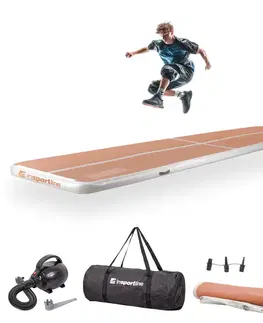 Žinenky Airtrack inSPORTline Airstunt 500x100x10 cm mocha mousse s elektrickou pumpou