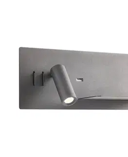 Svietidlá Redo 01-3316 - LED Nástenné bodové svietidlo BROOK LED/8W/230V + LED/3W USB čierna 01-3316