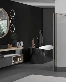 Sprchové dvere MEXEN/S - Kioto Sprchová zástena WALK-IN voľne stojaca 95 x 30 x 30, transparent, meď kartáčovaná 800-095-030-222-65-00-030