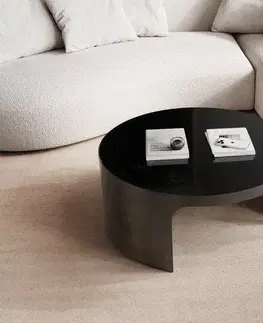 Konferenčné stolíky DELIFE Konferenčný stolík Alerio 90x90 cm mramor čierna strieborná kov čierna vintage