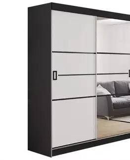 Spálňové šatníkové skrine Skriňa Retro 138 4L grafit/ Dvierka biely