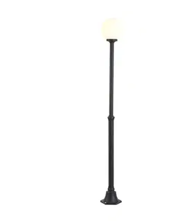 Zahradne stlpove lampy Klasická vonkajšia stojaca lampa čierna s opálovým sklom 210 cm IP44 - Champs