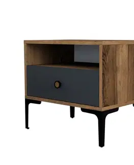 Nočné stolíky Nočný stolík Lizbon 529 - Walnut, Anthracite
