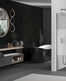 Sprchové dvere MEXEN/S - Kioto Sprchová zástena WALK-IN 70 x 200, transparent/dekor 8 mm, grafit kartáčovaná 800-070-101-66-35