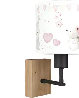 Svietidlá BRILAGI - Nástenné svietidlo BOBO WOOD 1xE27/25W/230V dub/čierna/krémová/králičky BG1561+BG5589