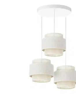 Svietidlá  Závesný luster na lanku BOHO 3xE27/60W/230V, krémový/juta H0171