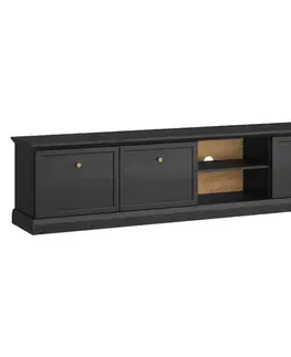 TV stolíky KONDELA Locca RTV3D tv stolík čierny grafit