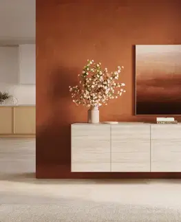 Komody DELIFE Komoda Cuor 150 cm keramika Laminam® Travertino Bianco krémovo biela 3 dvierka závesná