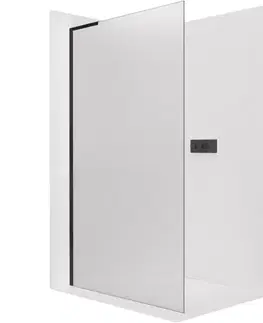 Sprchové dvere CERANO - Sprchová zástena Walk-in Onyx L-ľavá vzpera - 8 mm - čierna matná, mliečne sklo - 60x200 CER-8050BD764