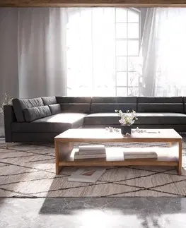 Sedacie súpravy XL DELIFE Pohovka v tvare U Elio XL 400x185 cm imitácia kože vintage antracitová