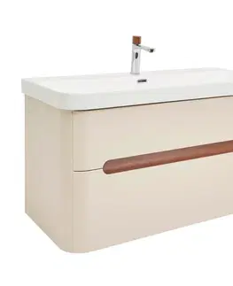 Kúpeľňový nábytok Kúpeľňová skrinka s umývadlom a batériou SAT Fusion 97,5x53x45 cm pieskovo béžová mat SATFUSION2100BEMWBA SATFUSION2100BEMWB