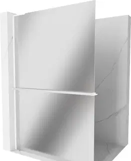 Sprchové dvere MEXEN/S - Kioto+ L Sprchová zástena WALK-IN s poličkou a držiakom uterákov 120 x 200, zrkadlová, biela 800-120-123-20-50