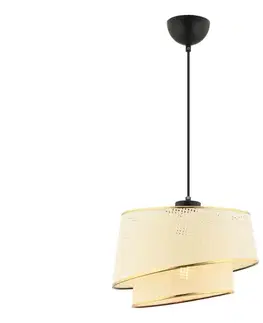 Svietidlá  Závesný luster na lanku BARETTE 1xE27/60W/230V krémová/zlatá 390FLH2493