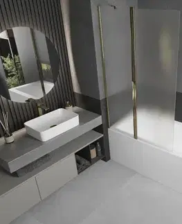 Sprchové dvere MEXEN - Flip vaňová zástena 1-krídlo 100x150, dekor, zlato 894-100-101-50-30