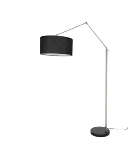 Stojace lampy Stojacia lampa oceľová nastaviteľná s čiernym tienidlom 50cm - Editor