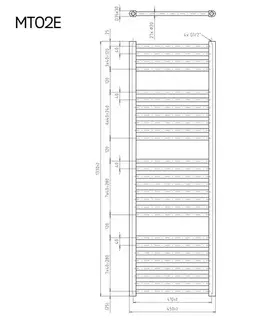 Radiátory do kúpeľne Mereo Vykurovací rebrík rovný 450x1330 mm, biely, elektrický MT02E