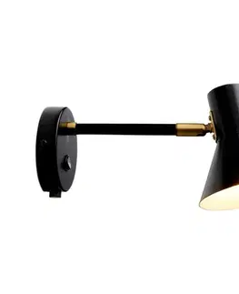 Svietidlá Halo Design 747450 - Nástenná lampička STYLE 1xE14/25W/230V čierna/mosadz 747450
