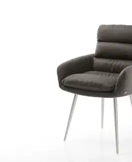 Jedálenské stoličky DELIFE Jedálenská stolička Abelia-Flex s opierkami mikrovlákno antracitová vintage 4-nohá zúžená nerezová oceľ