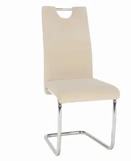 Jedálenské stoličky KONDELA Abira New jedálenská stolička béžová (Velvet) / chróm