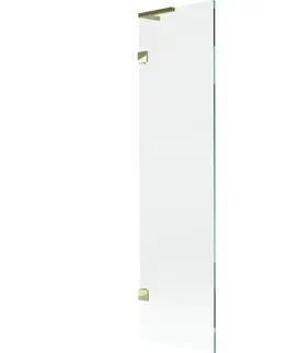 Sprchové dvere MEXEN/S - Lunar L vaňová zástena FIX 50 x 150, transparent, zlatá 897L-050-000-50-00