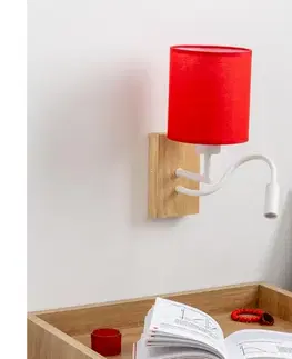 Svietidlá BRILAGI - LED Nástenná lampa NUBILA WOOD 1xE27/25W/230V + LED/3W dub/červená BG1565+BG1578