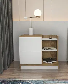 Nočné stolíky Nočný stolík Rena - White, Oak