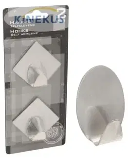 Vešiaky Kinekus Háčik samolepiaci nerezový, väčší, 2-dielna sada