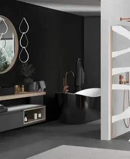 Sprchové dvere MEXEN/S - Kioto Sprchová zástena Walk-in 80 x 200, biely vzor 8 mm, meď kartáčovaná 800-080-101-65-97