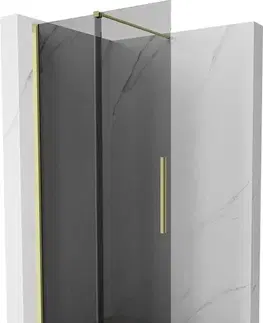 Sprchové dvere MEXEN/S - Velar Sprchová zástena posuvná Walk-in 85 x 200, grafit 8 mm, zlato kefovaná 871-085-000-43-55