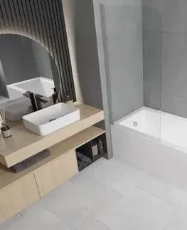 Sprchové dvere MEXEN/S - Cubik obdĺžniková vaňa 170 x 70 cm s panelom + vaňová zástena 75, transparent, chróm 550317070X9007510100
