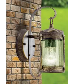 Svietidlá Orion - Vonkajšie nástenné svietidlo TAVERNA 1xE27/60W/230V IP23 bronz/patina AL 11-1169 schwarz-gold