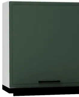 Kuchynské skrinky visiace Kuchynská skrinka Emily W60/68 Slim Pl s čiernym digestorom zelená mat