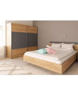 Spálňové zostavy KONDELA Gabriela New 160 spálňová zostava dub artisan / grafit