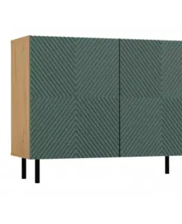 Komody a skrinky CAMILA 2K moderná dvojdverová komoda, zelená / dub Artisan