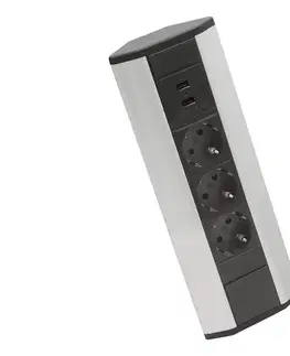 Predlžovacie káble  Rohový zásuvkový stĺpik 3x230V + 2xUSB-A čierna/strieborná 20483