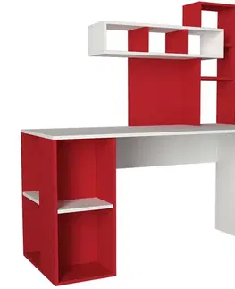Písacie stoly LORA dizajnový písací stôl, biela/červená