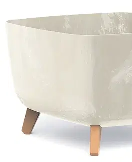 Kvetináče a truhlíky NABBI DGQL400E plastový kvetináč na nožičkách 39 cm krémová
