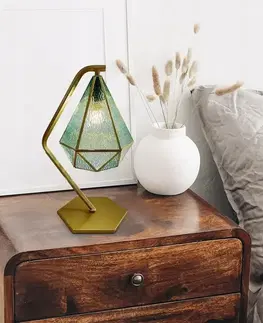 Lampičky Rabalux 74200 vintage stolná lampa Norah, zlato/modrá