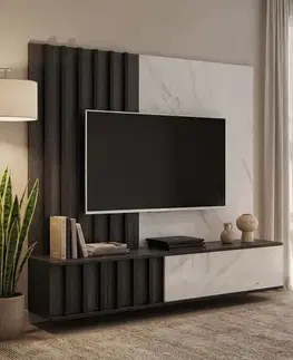 Obývacie steny Obývacia Stena Noir Ii Dgmw Nr2 Grafit Oak/Marble Black