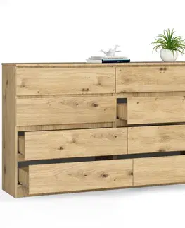 Komody a skrinky Široká a vysoká komoda HILDA160, dub Artisan