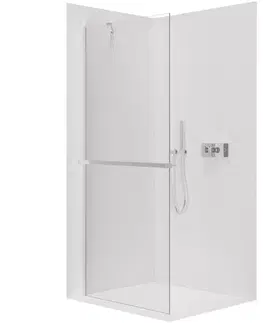 Držadlá k vani CERANO - Sprchová zástěna Walk-in Onyx Y L/P - 10 mm + polička/držák na ručníky - chrom, transparentní sklo - 160x200  CER-8050BD8650